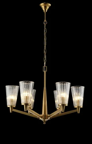 Люстра подвесная LAURA SP-PL6 BRONZE Crystal Lux прозрачная на 6 ламп, основание бронзовое в стиле современный фото 5